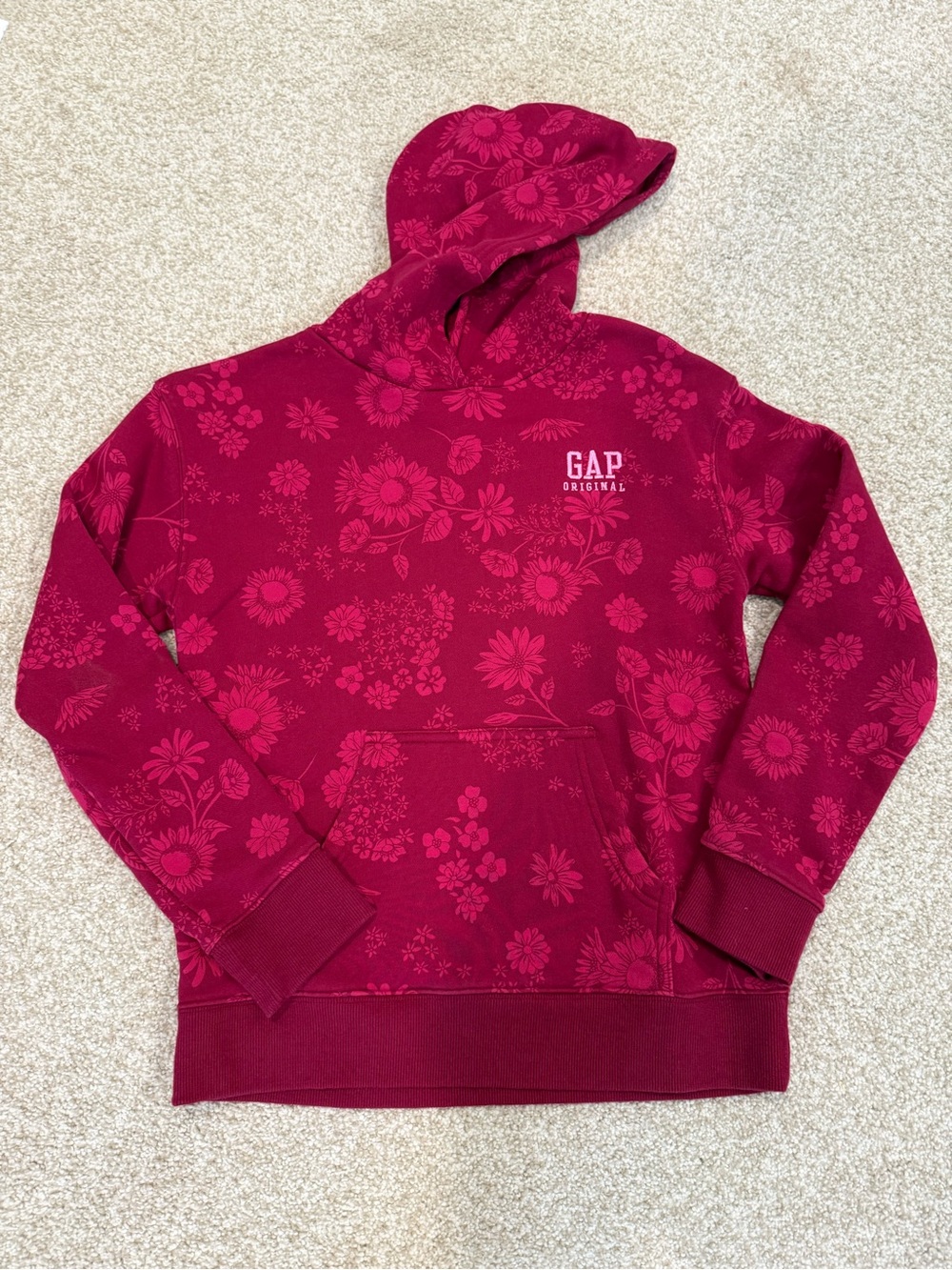 GAP Kids Floral Zip Hoodie & Joggers Set — Deep Magenta - Picture 2 of 3
